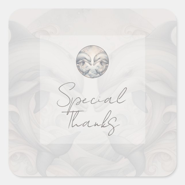 Modern Whimsy Dolphin Thank You Stickers (Front)