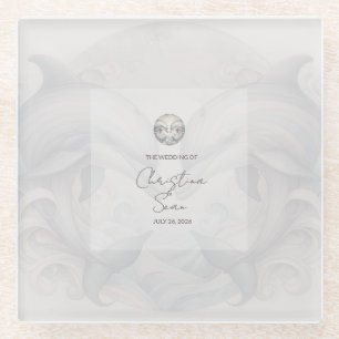 Modern Whimsy Dolphin Wedding Glass Coaster