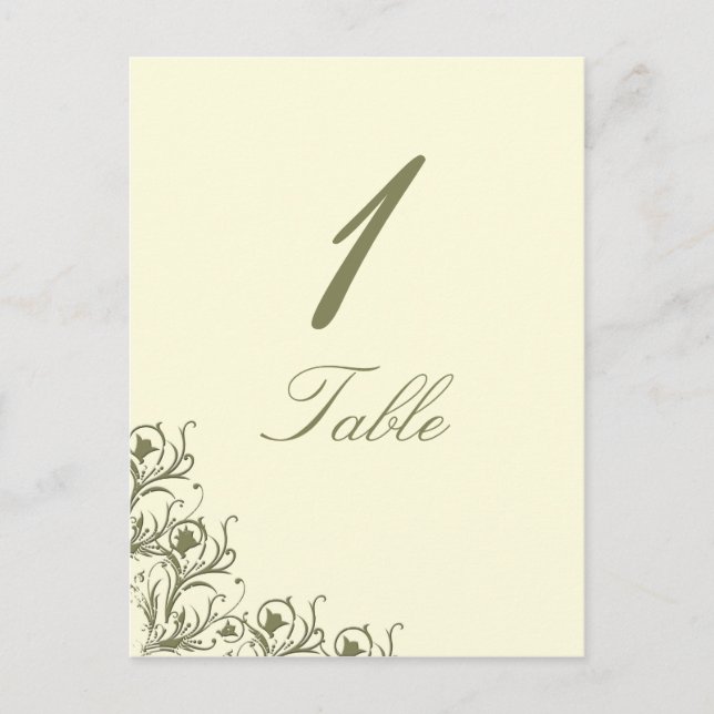 Modern Whimsy Filigree Wedding Table Number Postcard (Front)