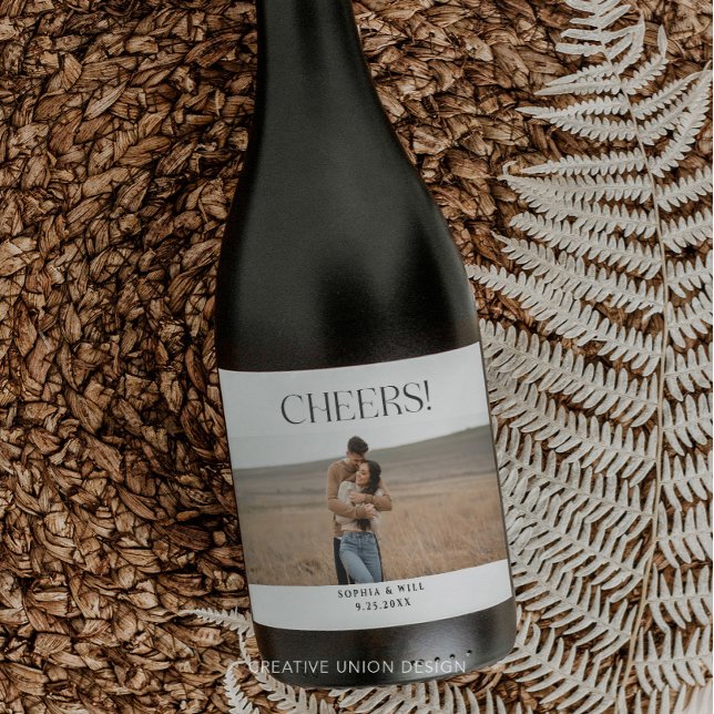 Modern Whimsy Minimal Wedding Champagne Labels (Creator Uploaded)