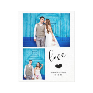 Modern Whimsy | Two Photo Wedding Canvas Print