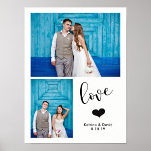 Modern Whimsy | Two Photo Wedding Poster