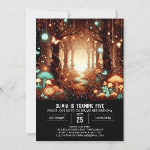 Modern Whimsy Woodland Digital Birthday Invitation