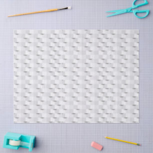 Modern White 3D Geometric Cube Pattern Tissue Paper