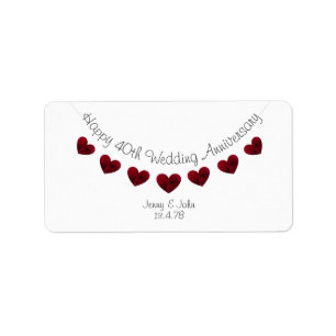 Modern white 40th Ruby Wedding Anniversary labels