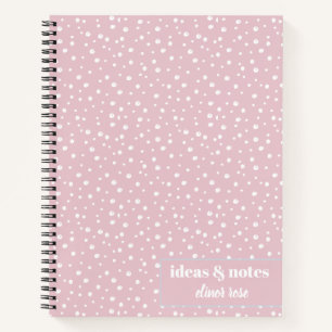 Modern White Abstract Handrawn White Dots Pink Notebook