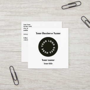 Modern White Add Your Logo with QR code Square Business Card