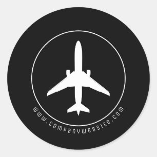Modern White Aircraft Classic Round Sticker