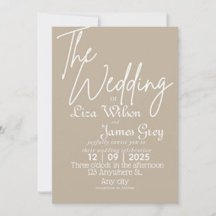 Modern White and beige Simple Wedding Invitation