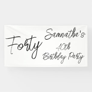 Modern White and Black Birthday Party Banner