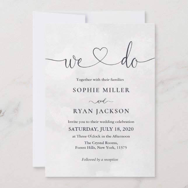 Modern white and black Photo Wedding Invitation (Front)