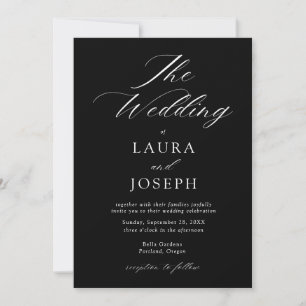 Modern White and Black Simple Photo Wedding Invitation