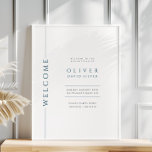 Modern White and Blue Bar Mitzvah Welcome Sign<br><div class="desc">Mazel tov on this special occasion! Make your son's Bar Mitzvah party special with this minimalist typography blue and white welcome sign poster. This sign includes a place for the date,  location,  and city.</div>