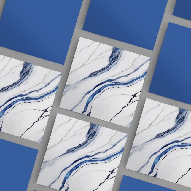 Modern White and Blue Minimalist Marble Ceramic Tile (Creator Uploaded)