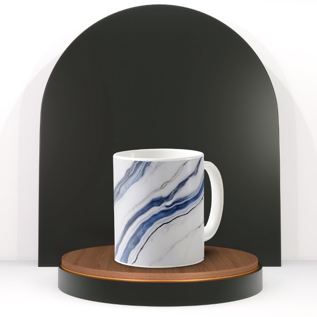 Modern White and Blue Minimalist Marble Coffee Mug (Creator Uploaded)