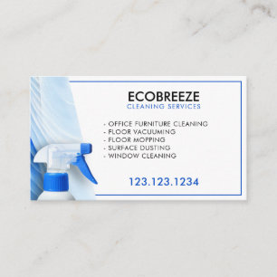 Modern White and Blue Office Cleaning Business Card