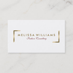 Modern White And Geometric Gold Accents Business Card