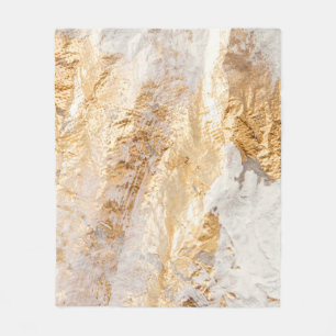 Modern White And Gold Brush Painted Background Tex Fleece Blanket