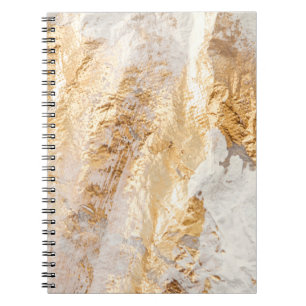 Modern White And Gold Brush Painted Background Tex Notebook
