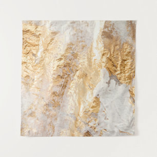 Modern White And Gold Brush Painted Background Tex Tapestry