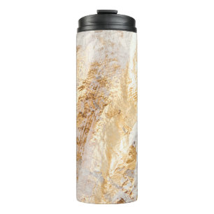Modern White And Gold Brush Painted Background Tex Thermal Tumbler