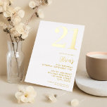 Modern White and Gold Elegant 21st Birthday<br><div class="desc">A simple modern 21st birthday invitation featuring elegant calligraphy script typography and minimalist design in white and gold.</div>