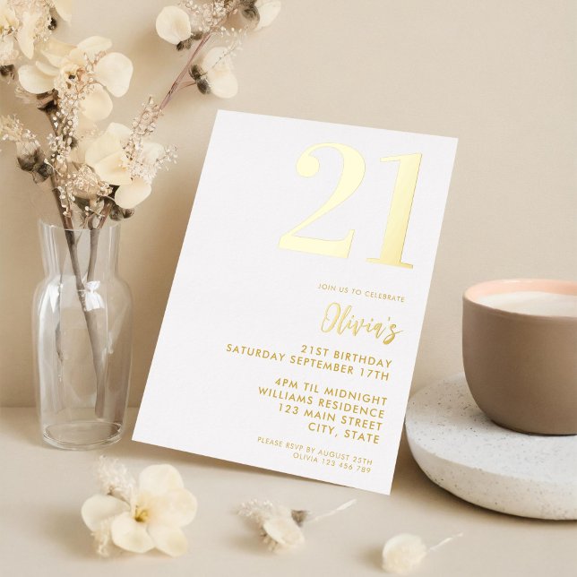 Modern White and Gold Elegant 21st Birthday (Creator Uploaded)