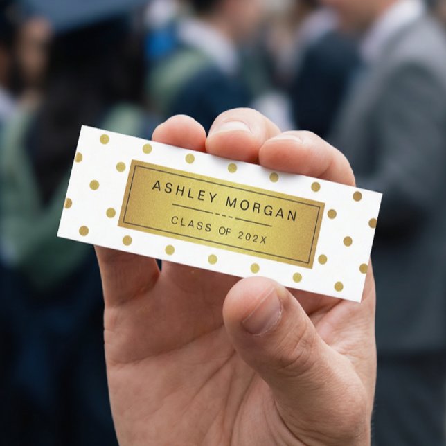 Modern White and Gold Glitter Graduation Name Card (Creator Uploaded)