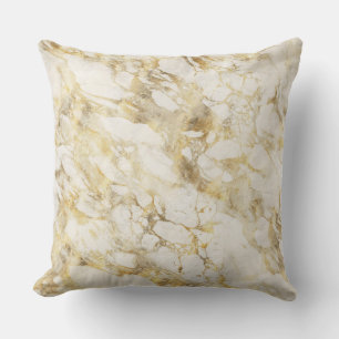 Modern White and Gold Marble Pattern Cushion