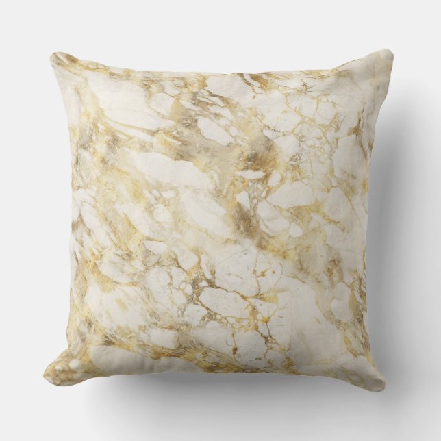 Modern White and Gold Marble Pattern Cushion (Front)