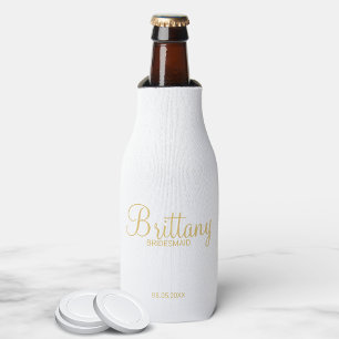 Modern White and Gold Personalised Bridesmaids Bottle Cooler