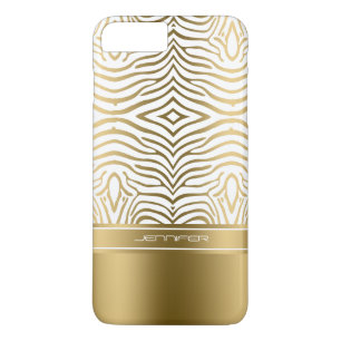 Modern White And Gold Zebra Stripes iPhone 8 Plus/7 Plus Case