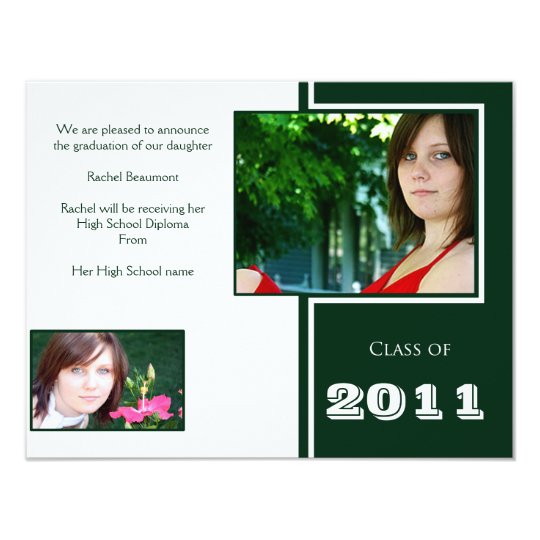 Modern White and Green Quad Graduation Card