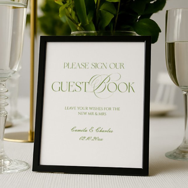 Modern White and Green Wedding Guestbook Poster (Creator Uploaded)
