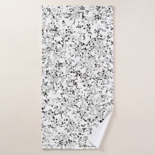 Modern White and Grey Terrazzo Pattern Bath Towel
