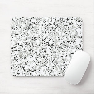 Modern White and Grey Terrazzo Pattern Mouse Pad
