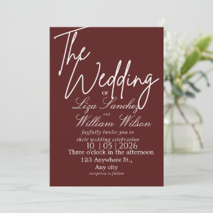 Modern White and red Simple Wedding  Invitation