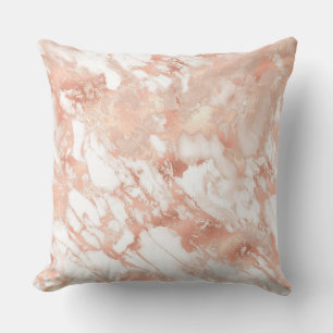 Modern White and Rose Gold Marble Pattern Cushion