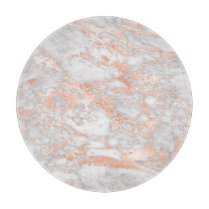 Modern White and Rose Gold Marble Pattern Cutting Board
