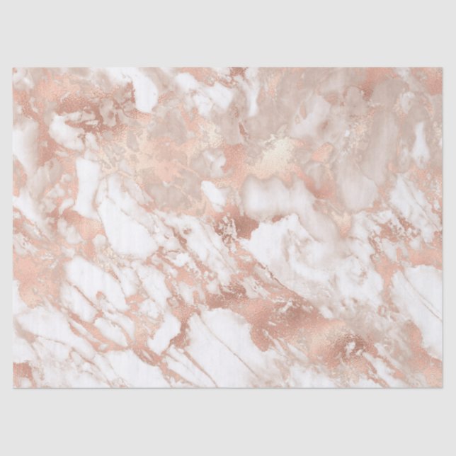 Modern White and Rose Gold Marble Pattern Tissue Paper (Front)