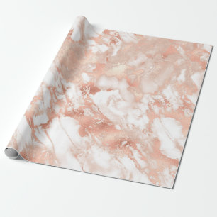 Modern White and Rose Gold Marble Pattern Wrapping Paper
