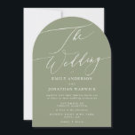 Modern White and Sage Green Simple Arch Wedding Invitation<br><div class="desc">Simple White and Sage Green Modern Wedding Invitation for a modern wedding formal or informal. With white impressive modern calligraphy.</div>