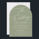 Modern White and Sage Green Simple Arch Wedding Invitation<br><div class="desc">Simple White and Sage Green Modern Wedding Invitation for a modern wedding formal or informal. With white impressive modern calligraphy.</div>