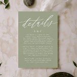 Modern White and Sage Green Simple Enclosure Card<br><div class="desc">Modern White and Sage Green Simple Wedding enclosure card - for a modern wedding formal or informal enclosure card.Black and white with impressive modern calligraphy.</div>