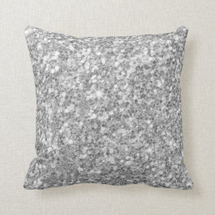Modern white And Silver Grey Glitter Pattern Cushion