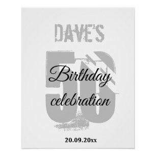 Modern White Any Age 50th Birthday Welcome Poster