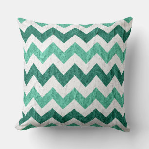 Modern White Aqua Chevron Leather Cushion