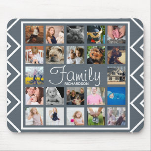 Modern White Arrows Family Photo Collage Mouse Pad