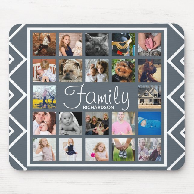 Modern White Arrows Family Photo Collage Mouse Pad (Front)