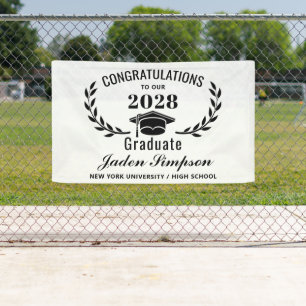 Modern White Black 2024 Graduation Graduate Banner